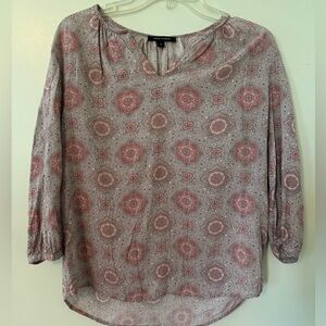 Pink and grey bohemian print blouse